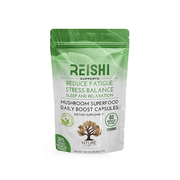 NTURE 2000mg Reishi Mushroom Capsules - 60 Caps
